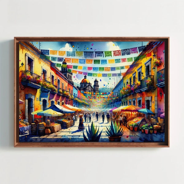 Essence of Mexico, Mexican Painting, Mexico Wall Art, Mexican Street Painting, Mexico Gift, Mexican Art, Framed Canvas and Poster Prints