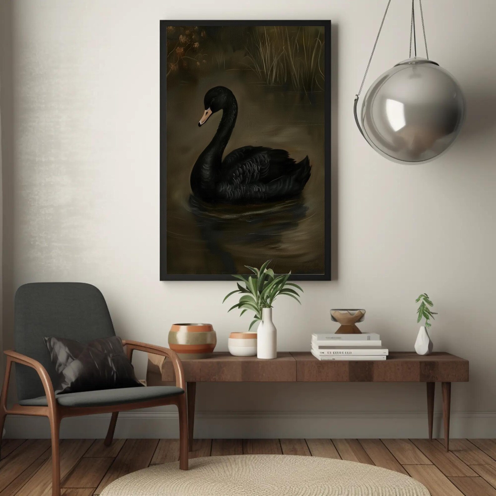 Black Swan Canvas Print - Dark Moody Gothic Framed Wall Art - Etsy