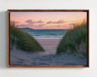 Beach Seascape Canvas Print, Coastal Sand Dunes Art