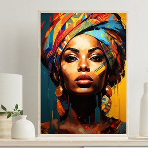 AFRO Woman Pop Art | Woman Wall Print | Black Woman | BLACK ART | Modern Wall Art | African American Ethnic Decor | African American Canvas