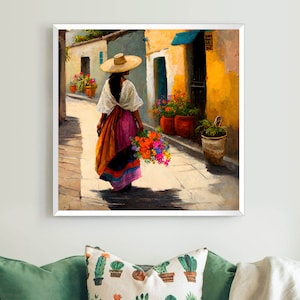 Mexican Wall Decor: Colorful Mexican Folk Art Print, Latino Arte Mexicano Home Decor, Mexican Painting, Mexican Art Canvas, Latino Art Print