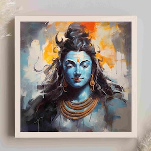 Shiva Canvas, Framed Print, Shiva Wall Art, Indian God Wall Art, Hindu Wall Art, Shiva Poster, Ready to Hang, Home Decor