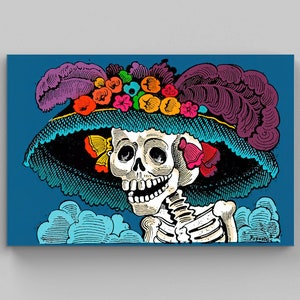 La Calavera Catrina Art Print by José Guadalupe Posada - Mexican Folk Art - Mexican Home Decor - Mexican Art - Quality Colored Mexican Print