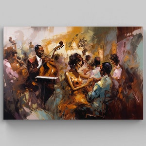 Abstract Painting - African Wall Art - African Women Art - Jazz Canvas Art - Framed Canvas - Black Art - African American Art, Abstract Art