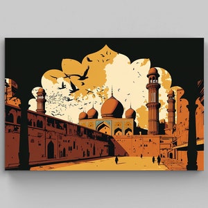 Mosque Print - Turkish Wall Decor - Mosque Art - Lahore Painting - Pakistan Art Print Mosque Wall Art, Pakistan Wall Art, Muslim Home Decor