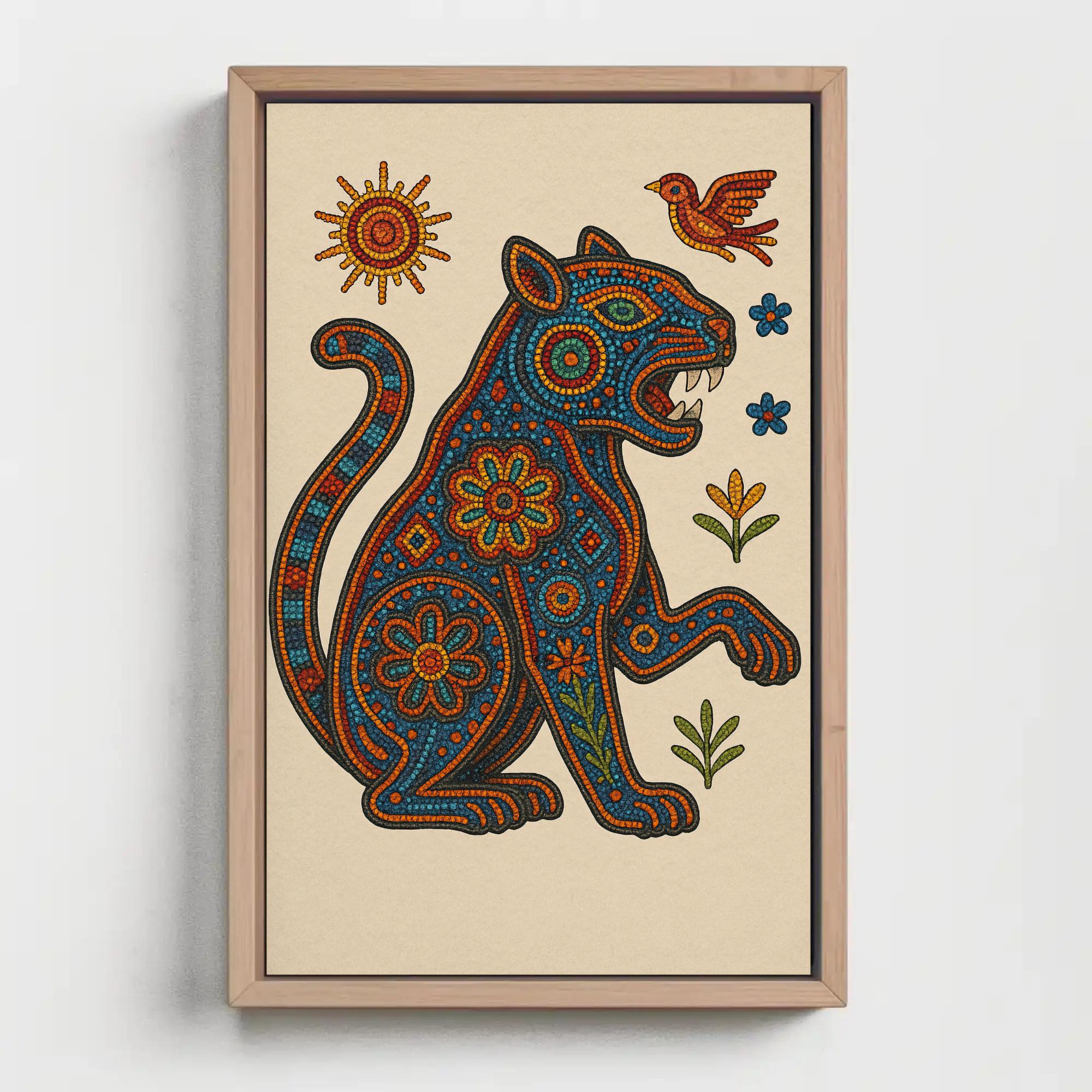 Huichol Jaguar Canvas Print | Mexican Folk Art, Boho Home Decor - Etsy