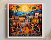 Vintage Original Mex. Painting Signed Original Folk Art