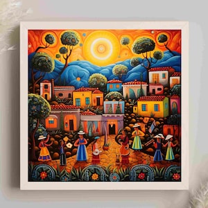Mexico Art Print, Mexico Art, Mexico Oil Painting Art, Mexico Folk Art Poster, Mexican Oil Painting, Mexican Folk Art Print
