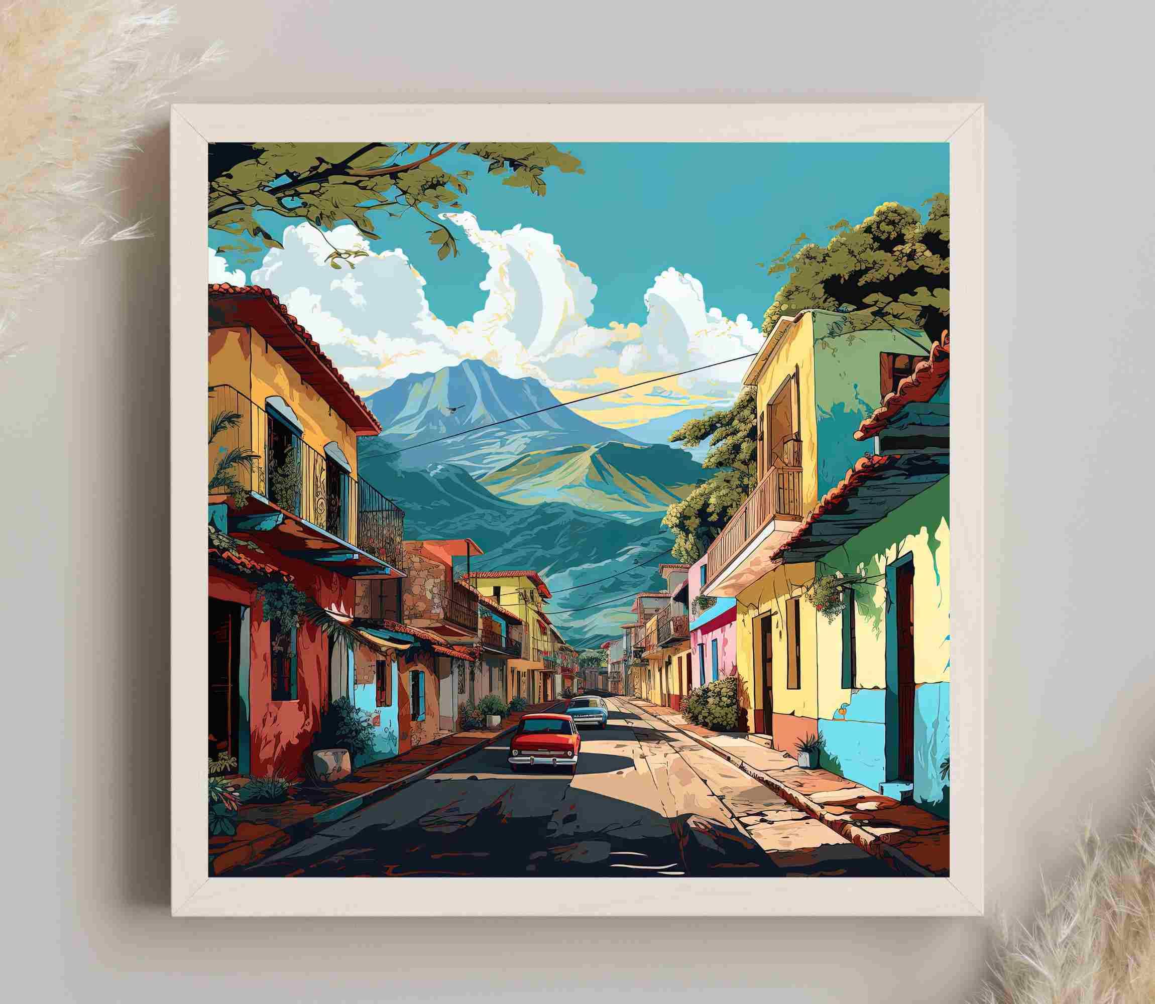 Montanari Papagallo 油彩画 50x70 cm Merida Venezuela Canvas Print | Colorful Town Wall Art - Etsy
