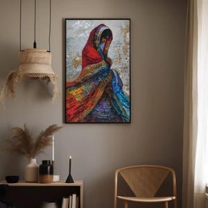 a painting of a woman sitting on a chair