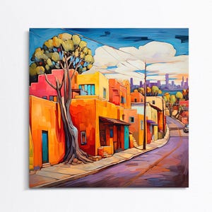 Santa Fe Street Art Canvas Print, New Mexico Home Decor image 1