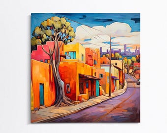 Santa Fe Street Art Canvas Print, New Mexico Home Decor