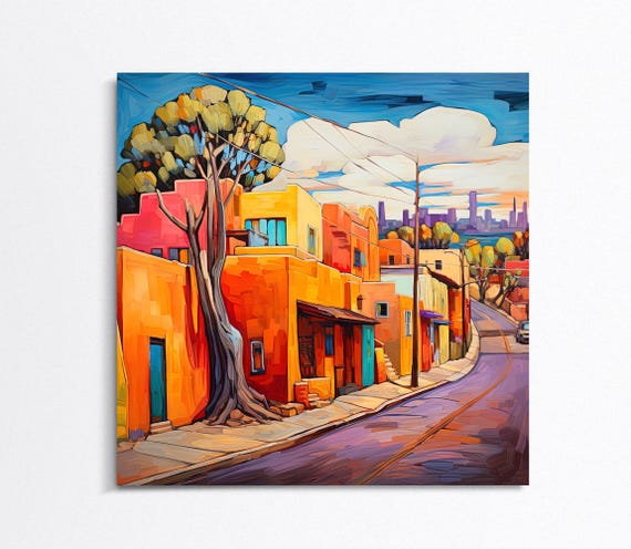 Santa Fe Street Art Canvas Print, New Mexico Home Decor