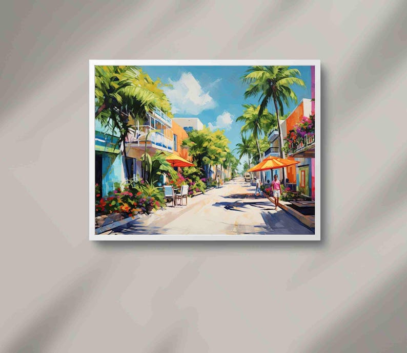 Playa del Carmen Canvas Print, Colorful Mexico Travel Art image 6