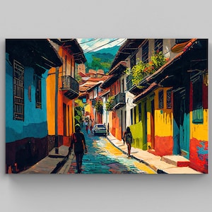 Colombia Art Print  | Santander Colombia Canvas Art  | Colombian travel print  | Large Wall Art for Colombian Decor  | Colombia Oil Painting