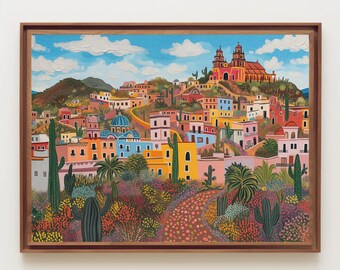 Zacatecas Mexico Canvas Print, Colorful Mexican Town Art, Ready to