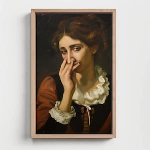 Funny bathroom wall art vintage lady painting, toilet humor art, vintage midcentury funny canvas print, amusing gift, funny gift