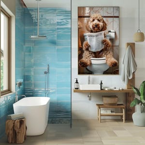 Goldendoodle Bathroom Canvas Print – Funny Toilet Humor Art image 8