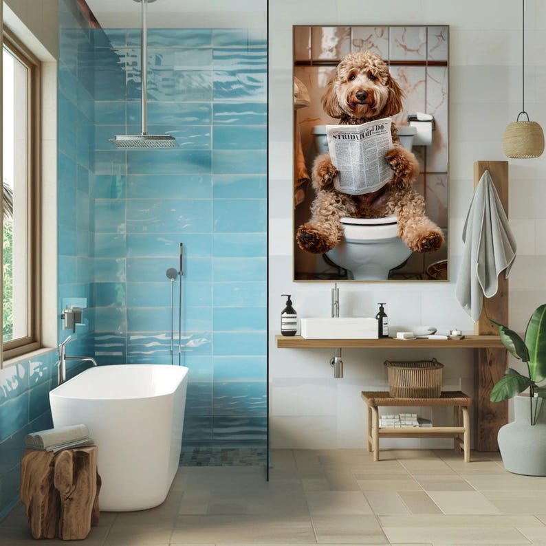 Goldendoodle Bathroom Canvas Print – Funny Toilet Humor Art image 8