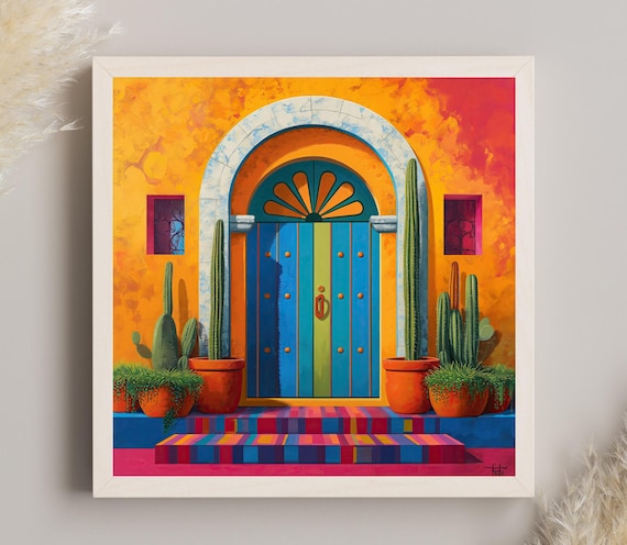 Mexican Door Canvas Print, Colorful Architecture Wall Art - Etsy