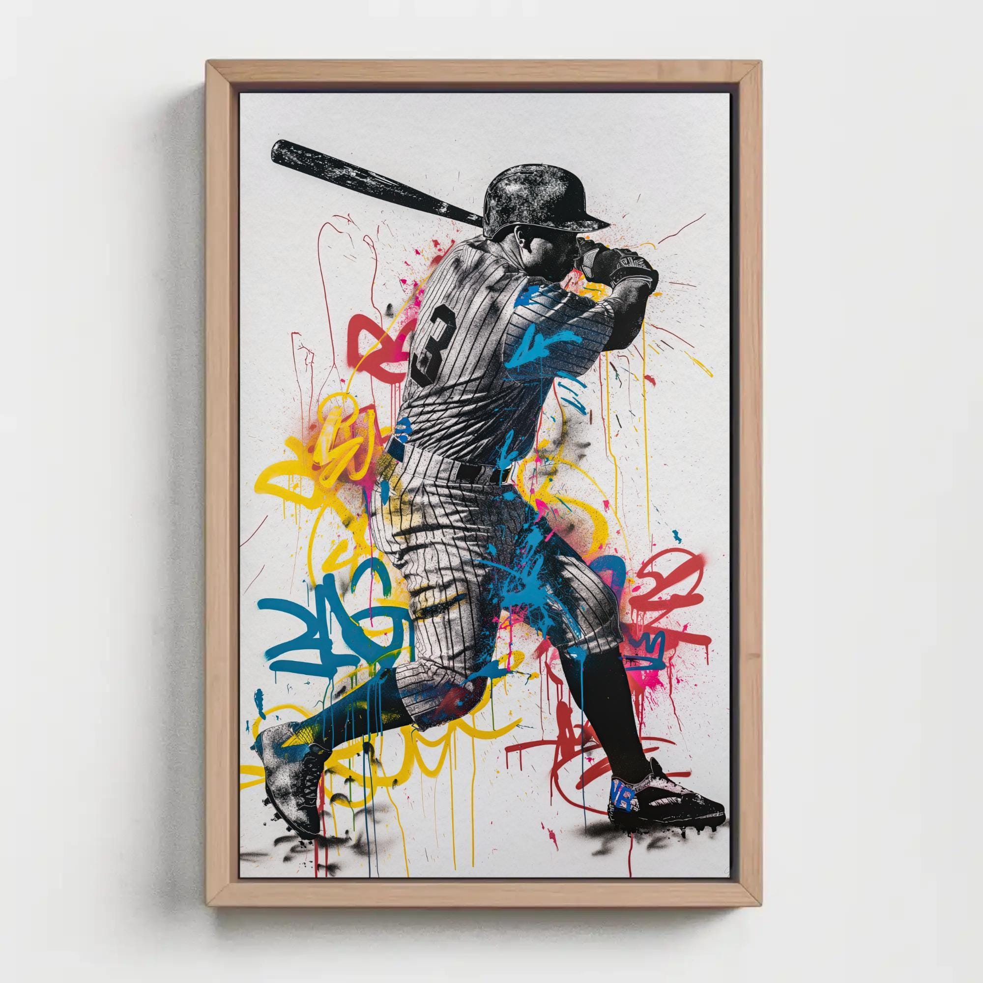 Babe Ruth Graffiti Canvas | Framed Baseball Legend Wall Art - Etsy