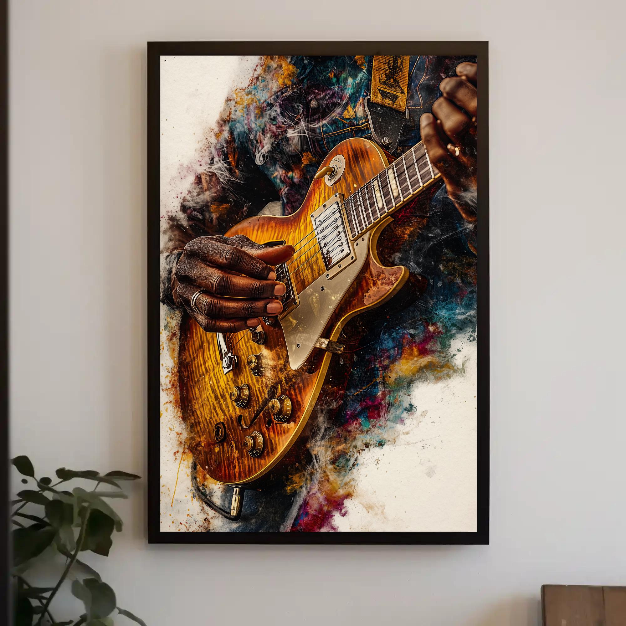 Electric Guitar Canvas Print, Watercolor Rock Music, Musician