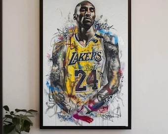 Kobe Bryant Lakers Graffiti Art | NBA Canvas Print