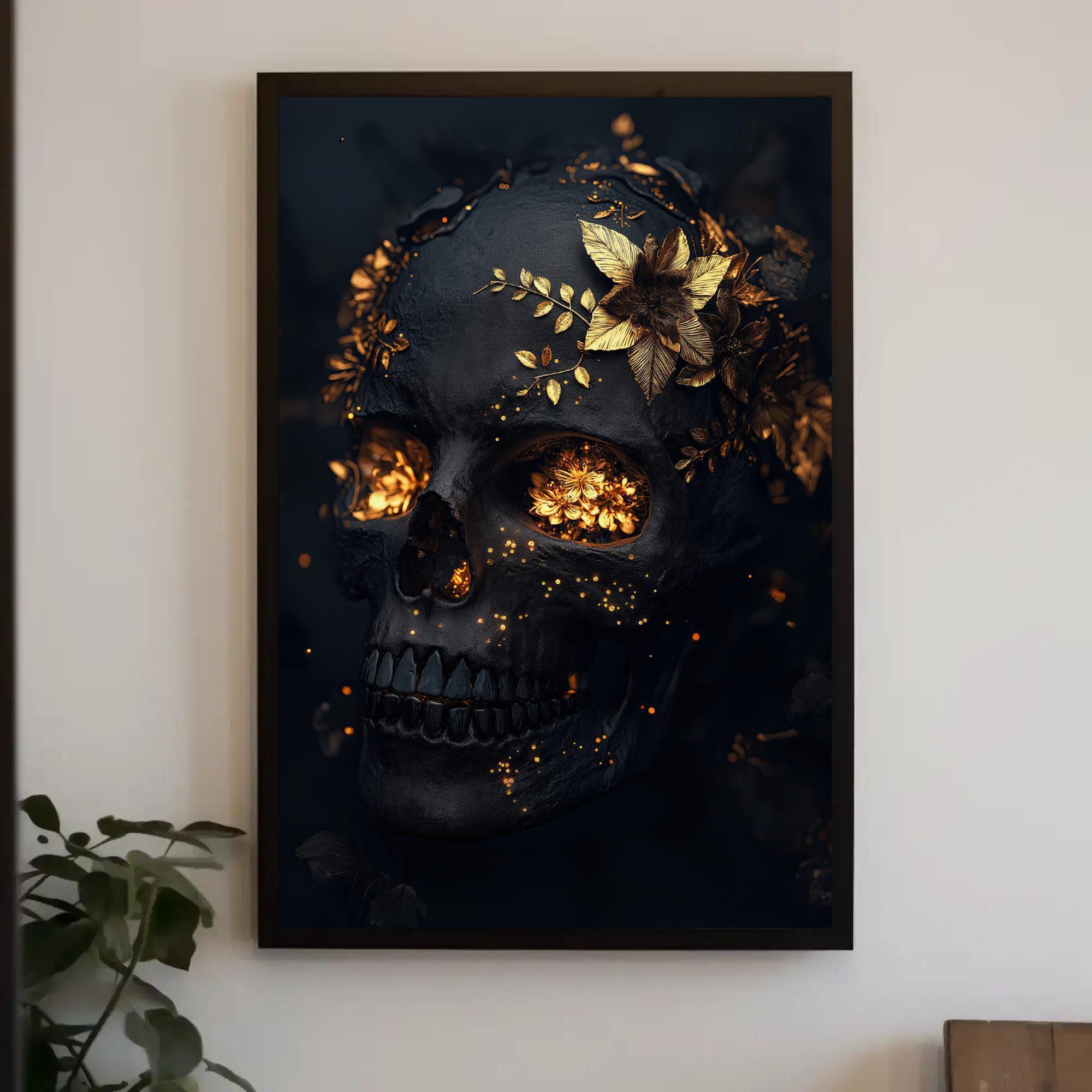 Golden Skull Canvas Art, Metallic Accent, Ready to Hang - Etsy