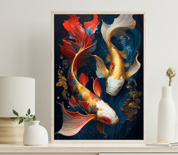 Koi Fish Painting Fish Paintings Koi Fish Wall Decor Abstract Art