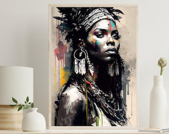 African Woman Art Print - Tribal Home Decor
