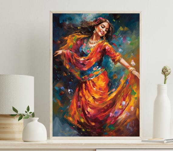 Indian Folk Dance Canvas Print, Traditional Woman Wall Art - Etsy