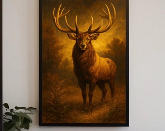 Majestic Elk Oil Painting | Rustic Lodge Wall Art