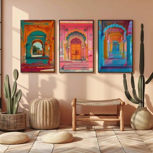 Rajasthan Haveli Canvas Art Set – Traditional Indian Wall Decor, Framed image 6