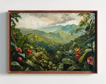 Costa Rica Landscape Canvas Print, Tropical Jungle Wall Art