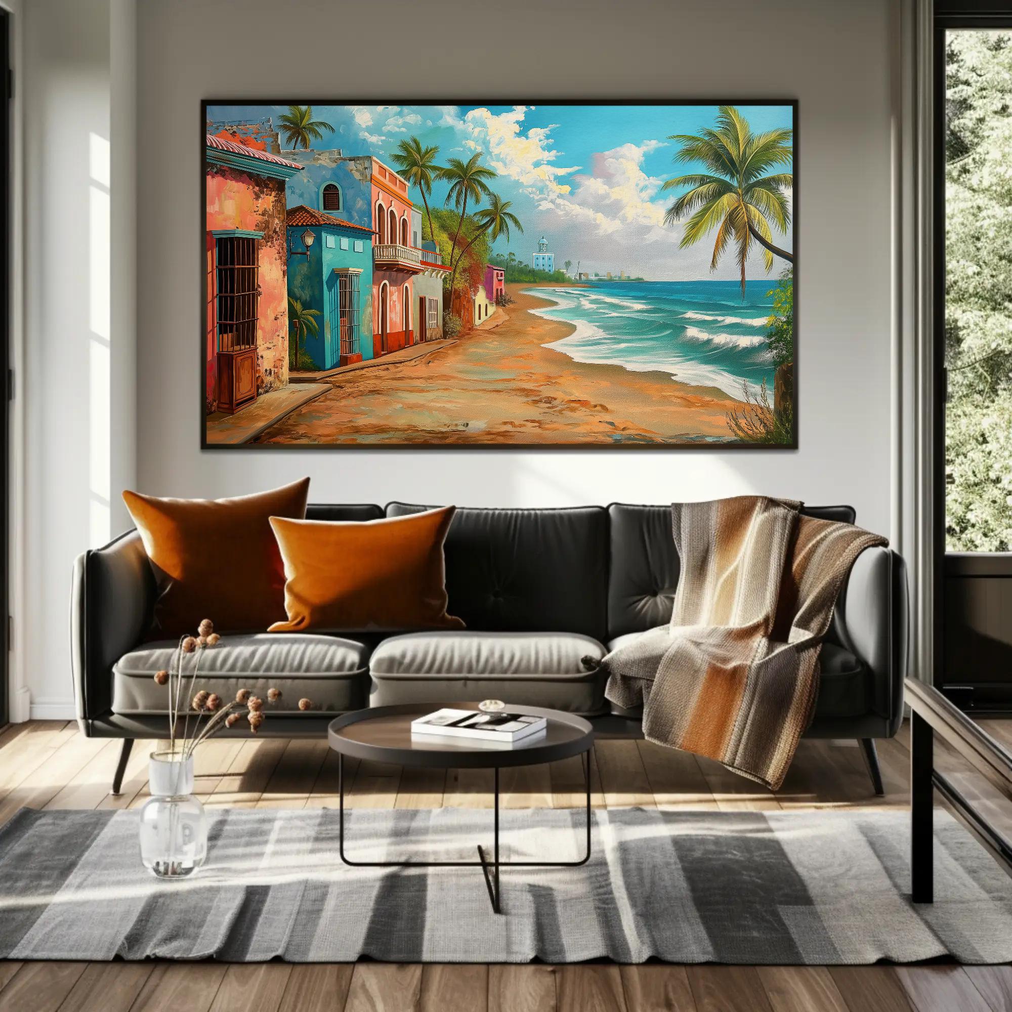 Puerto Rico Beach Painting, Framed Canvas Print, Tropical Wall Art - Etsy