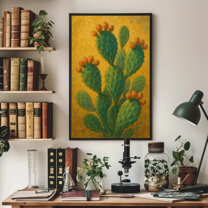 Prickly Pear Cactus Canvas Print – Southwestern Desert Wall Art, Boho ...
