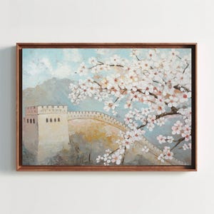 Great Wall of China Canvas Print, Majestic Asian Landscape Painting, Historic Chinese Wall Art for Living Room or Office Decor
