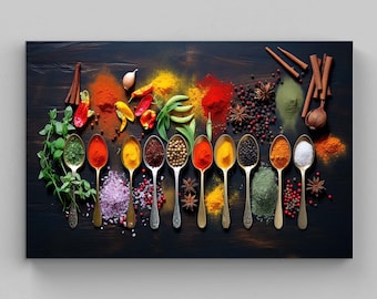 Herbs And Spices Large Canvas Kitchen Decor Print Modern Decor Framed Print Wall Art