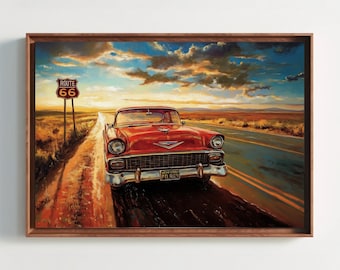 Route 66 Canvas Print | Vintage American Road Trip Art