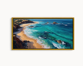 Turquoise Ocean Beach Canvas Print – Coastal Wall Art, Seascape Painting for Living Room