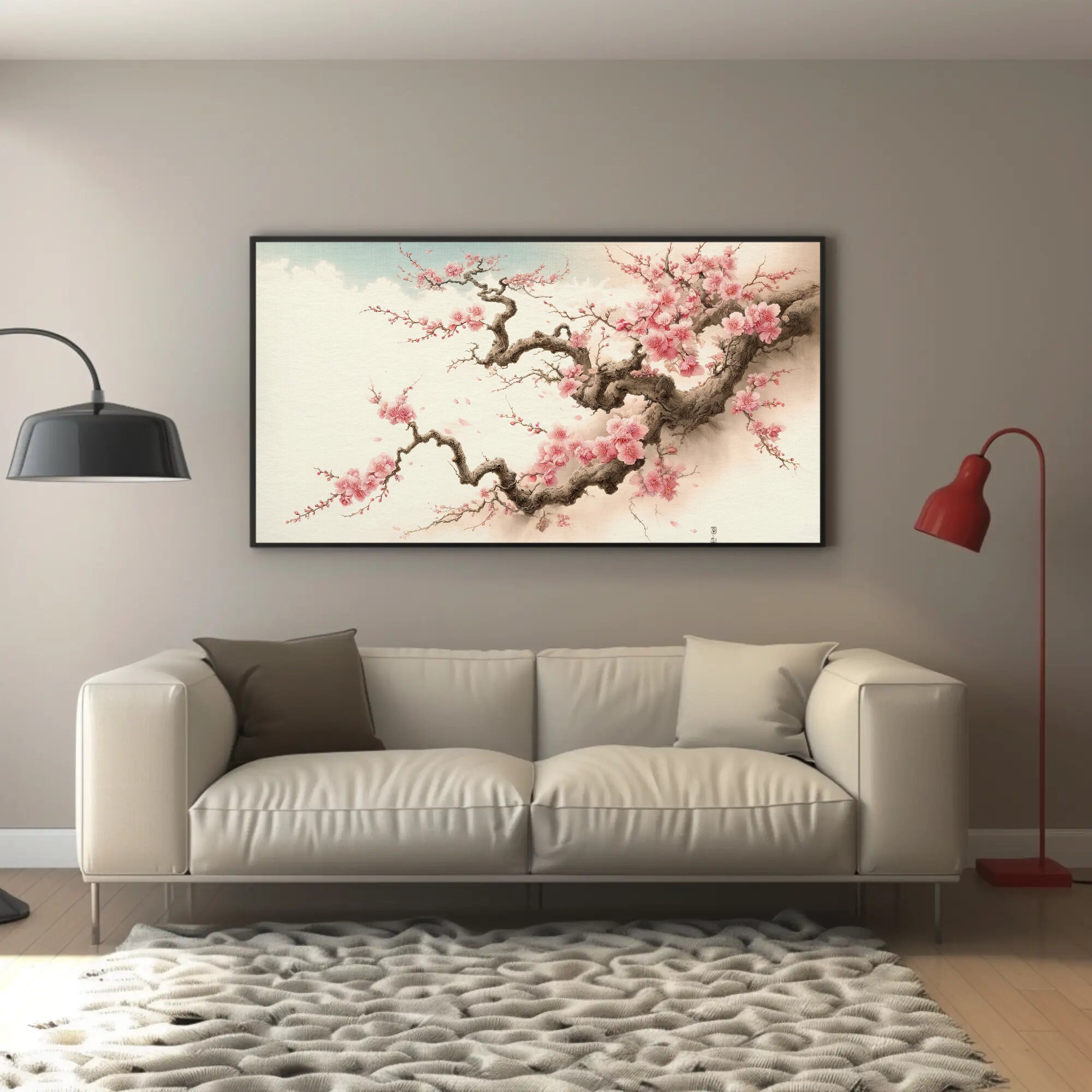 Cherry Blossom Canvas Print, Serene Sakura Tree Wall Art, Japanese ...