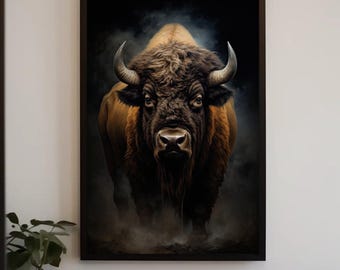 American Bison Canvas Print, Rustic Western Wall Art