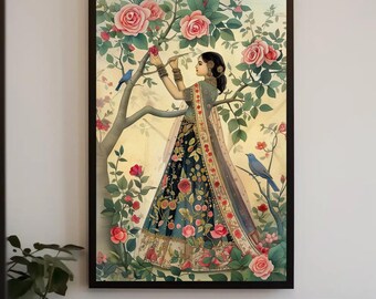 Mughal Queen Canvas Print | Indian Garden Framed Wall Art