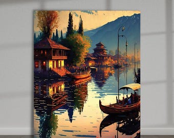Dal Lake Painting, Kashmir, South Asian Wall Art (Digital File)
