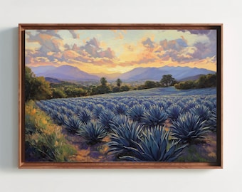 Blue Agave Fields Canvas Print | Southwestern Landscape Wall Art