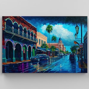 Ybor City Tampa Florida Oil Painting, ybor city art print, Tampa Florida Decor, Tampa Florida Art, Ybor City Florida, Canvas Wall Art