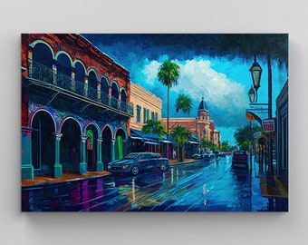 Ybor City Tampa Florida Oil Painting, ybor city art print, Tampa Florida Decor, Tampa Florida Art, Ybor City Florida, Canvas Wall Art