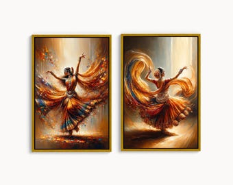 Indian Dancer Canvas Art Set, Framed South Art