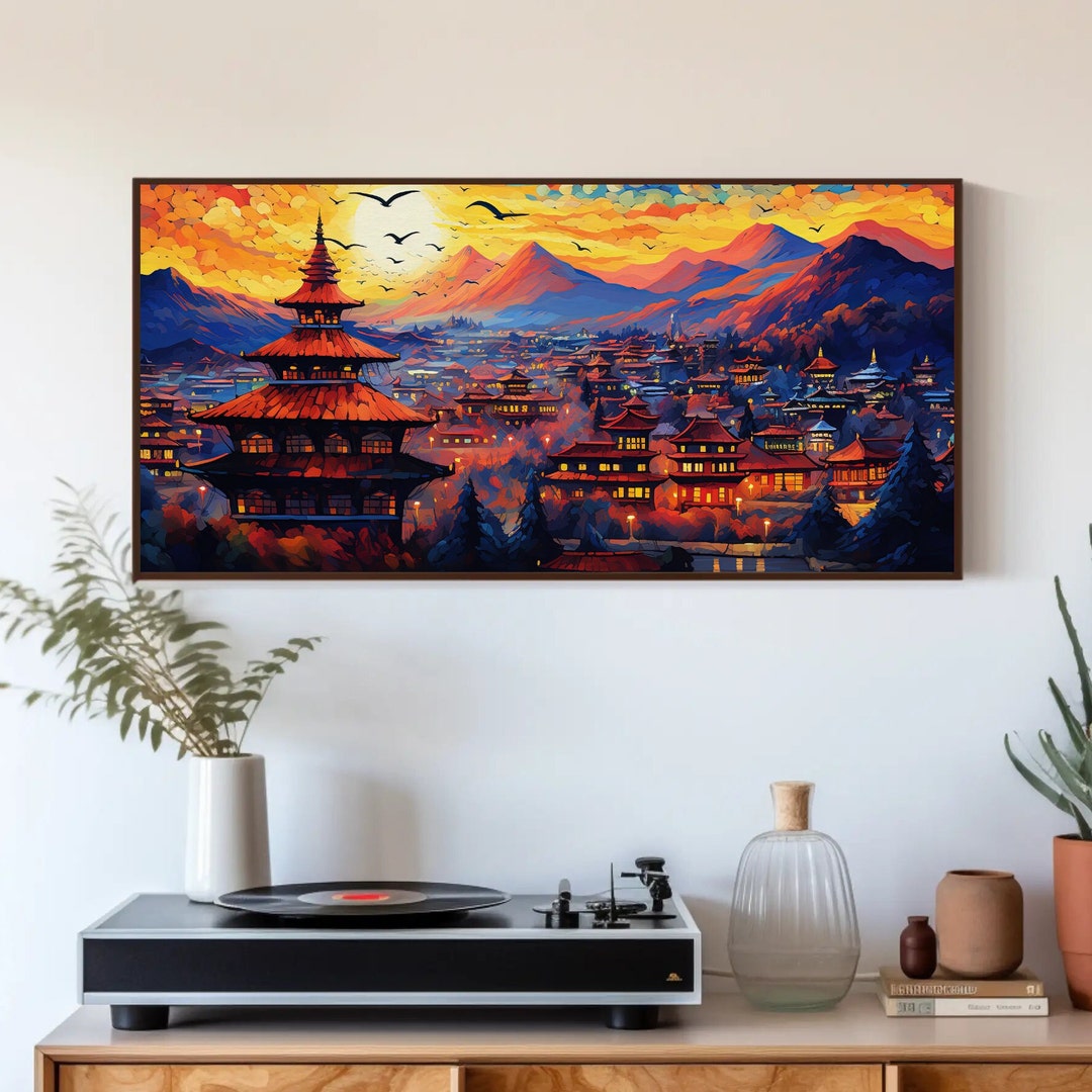 Kathmandu Nepal Colourful Print Nepali Home Decor Nepal Wall Art Canvas
