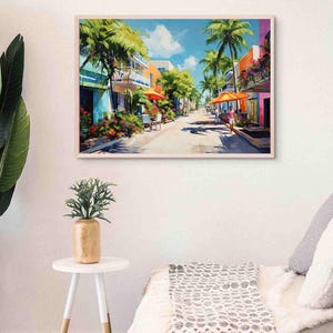Playa del Carmen Canvas Print, Colorful Mexico Travel Art image 5